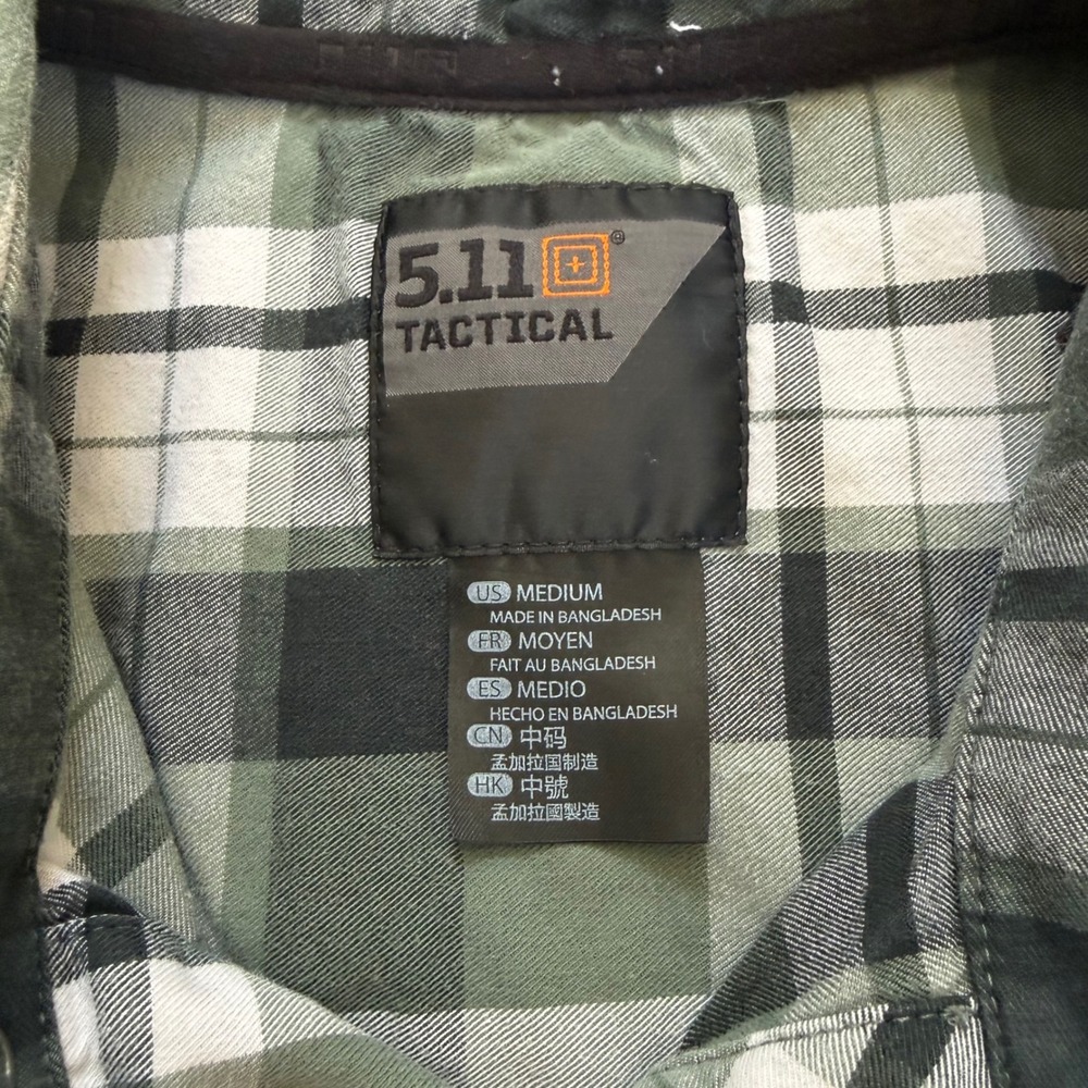 5.11 Tactical Plaid Snap Button Shirt Men Medium Blue Green Lot of 2 Long Sleeve - Picture 6 of 11